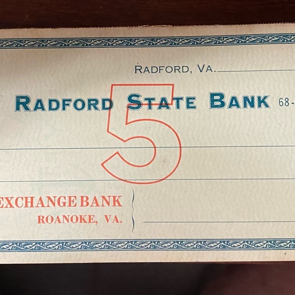 Vintage 1910-1919 Radford State Bank Check - Picture 1 of 1